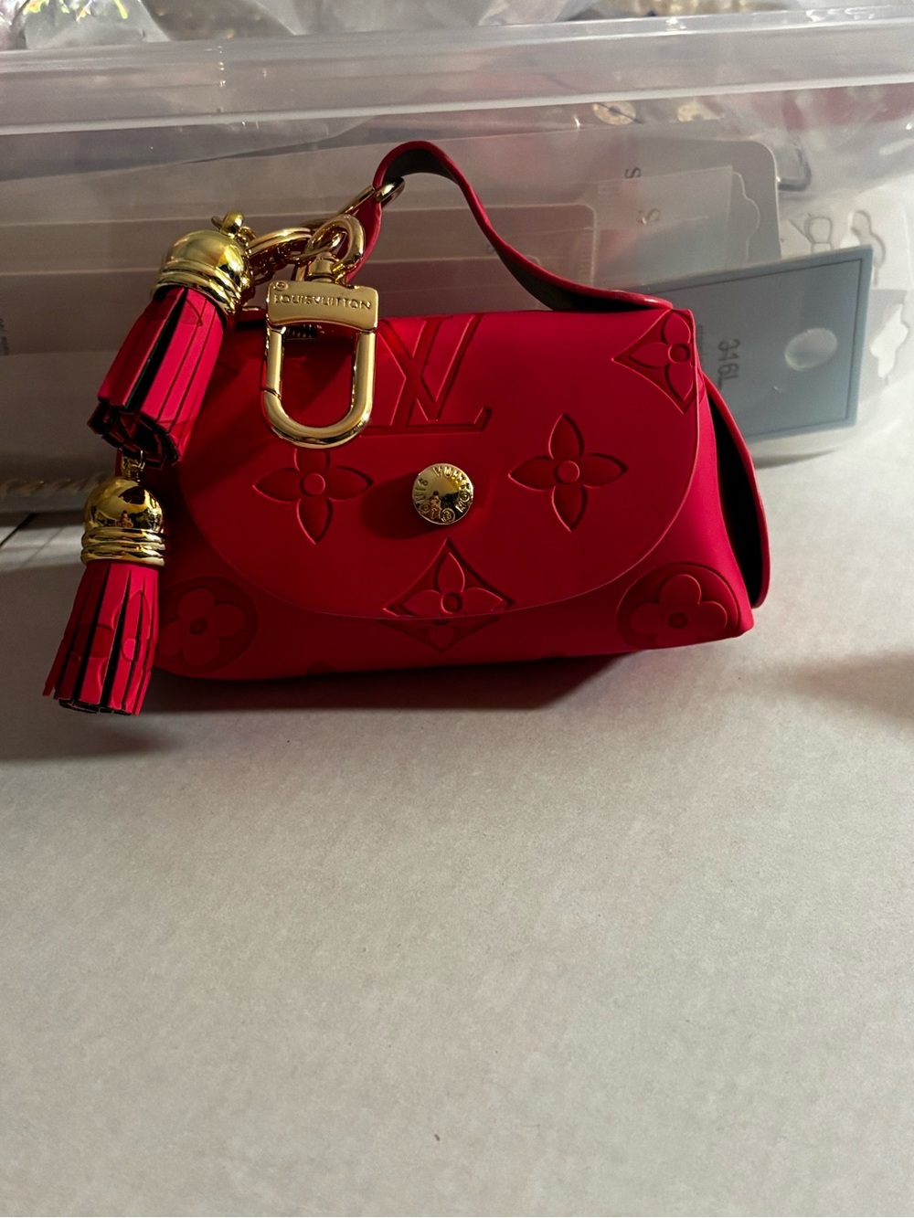 Brand New key fob Red Mini Handbag Charm with Tassels